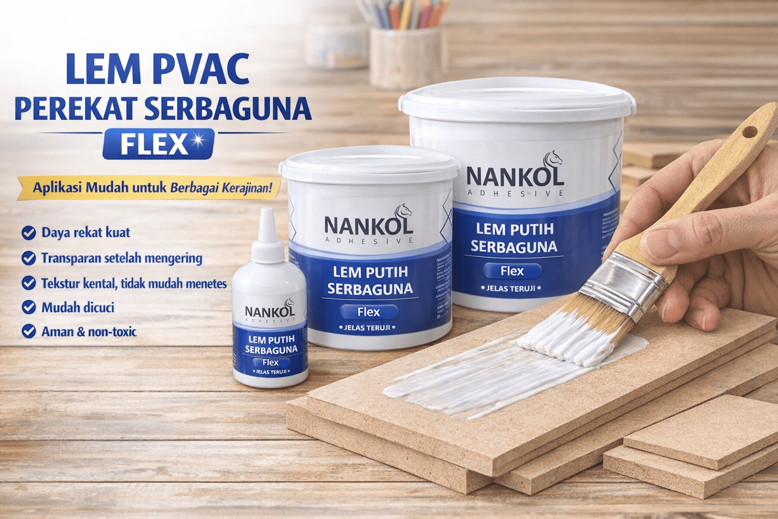 Lem Putih PVAc Serbaguna Nankol Flex